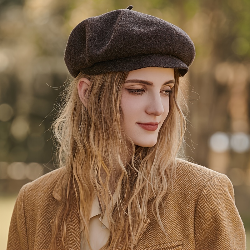 Women Newsboy Hat Beret Women Flat Cap Woman Winter Hat Brown Woolen Beret For Women New Year Presents Valentine S Gifts Free Shipping For New Users Temu