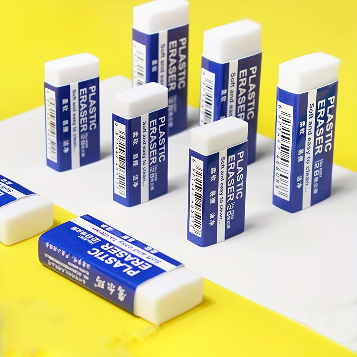

5pcs White 2b Eraser, Soft And Non-marking Eraser, Student Stationery Supplies, Brick Eraser