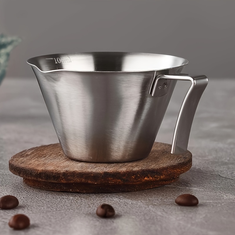 Stainless Steel Espresso Cup With Scale Ergonomic Handle - Temu