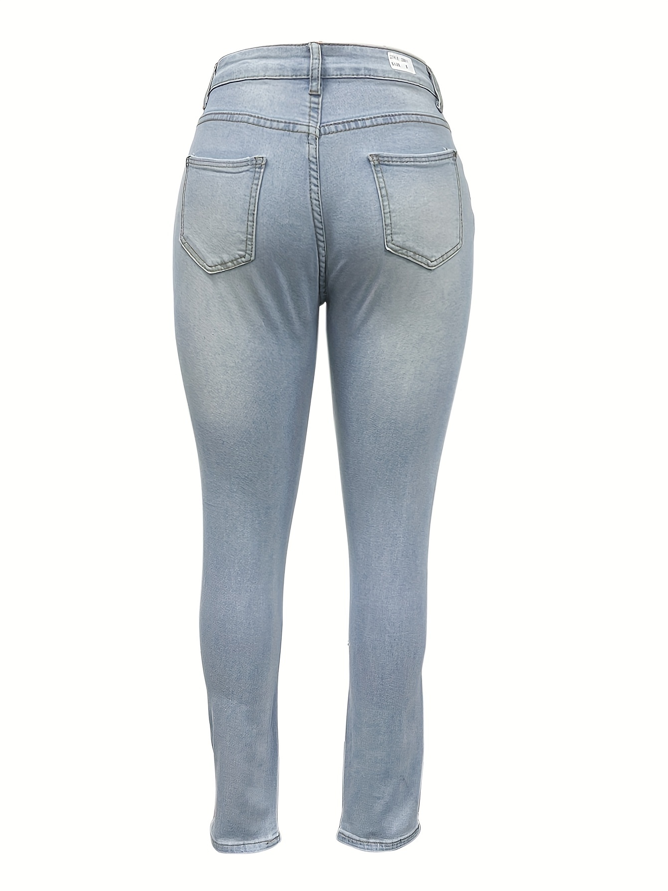 Jeans ajustados para mujer, pantalones de mezclilla a la moda, con curvas,  pantalones elegantes desgastados con bolsillos