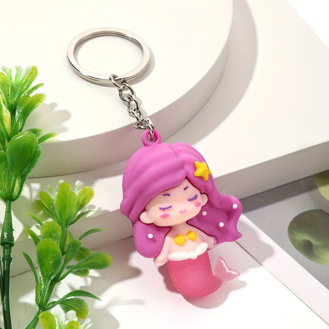 Cute Cartoon Doll Keychain Bling Rhinestone Key Chain Ring - Temu