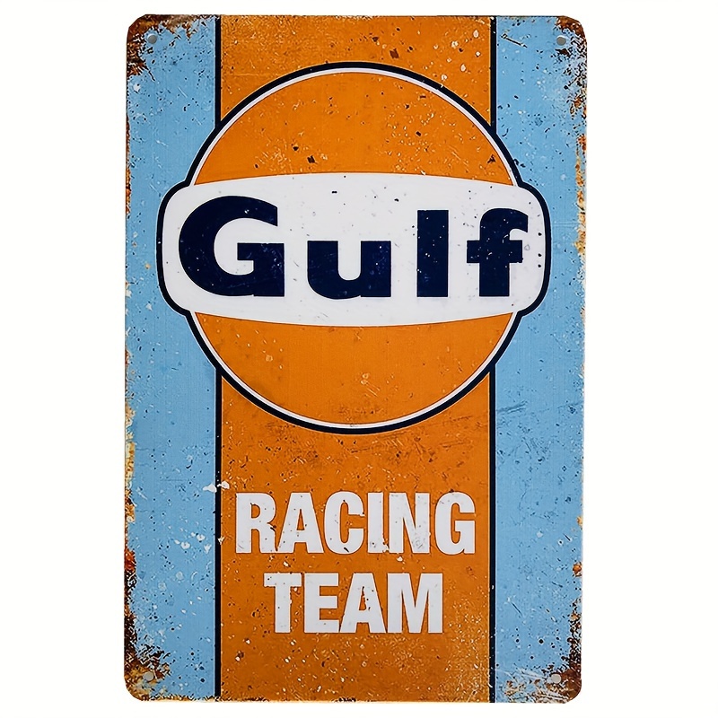 

1pc, Gulf Oil Tin Sign Vintage Metal Sign Garage Signs Art Decor 12*8 Inch Artificial Metal Sign Window Indoor Outdoor Wall Art Hanging Holiday Ornament