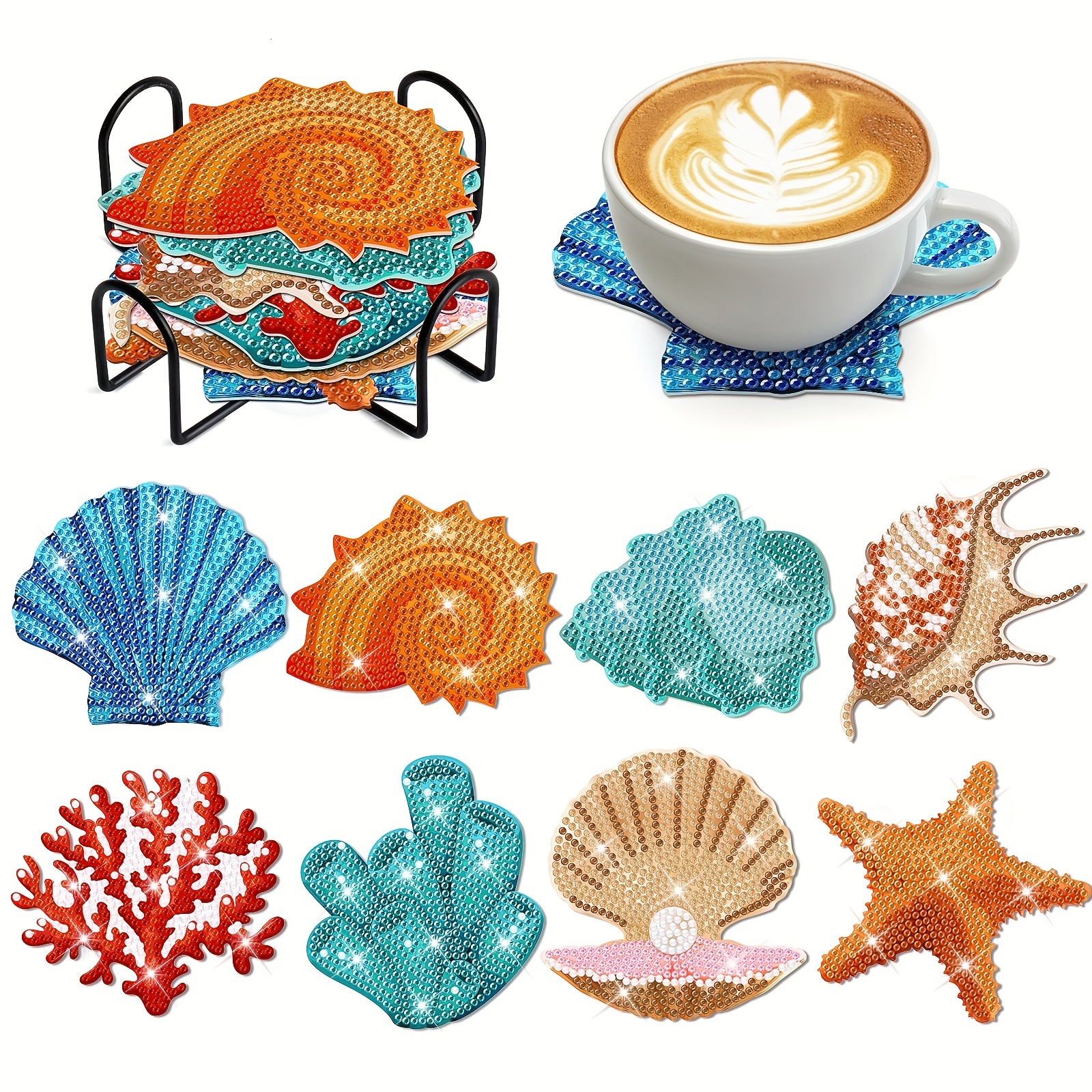Seafloor Creatures Diamond Art Painting Coasters Kits With - Temu