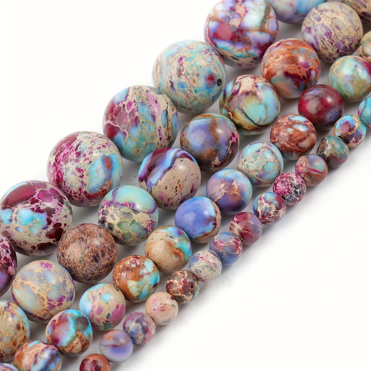 

4-10mm Natural Stone Purple Colorful Sea Sediment Jasper High Quality Loose Spacer Beads For Jewelry Making Diy Special Unique Fashion Bracelets Necklace Women Gifts Craft Supplies