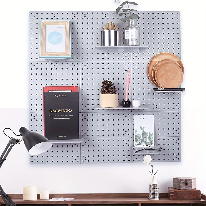 Kit de organizador de pared con combinación de accesorios para tablero de  clavijas, estante para dormitorio, estudio, oficina, baño, cubos de tablero