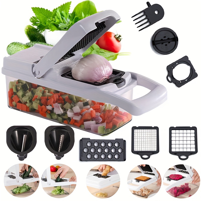 Vegetable Chopper, Multifunctional Fruit Slicer, Handle Food Grater, Vegetable  Slicer, Cutter With Container, Onion Mincer Chopper With Multiple  Interchangeable Blades, Household Potato Shredder, Kitchen Stuff, Kitchen  Gadgets - Temu Saudi Arabia