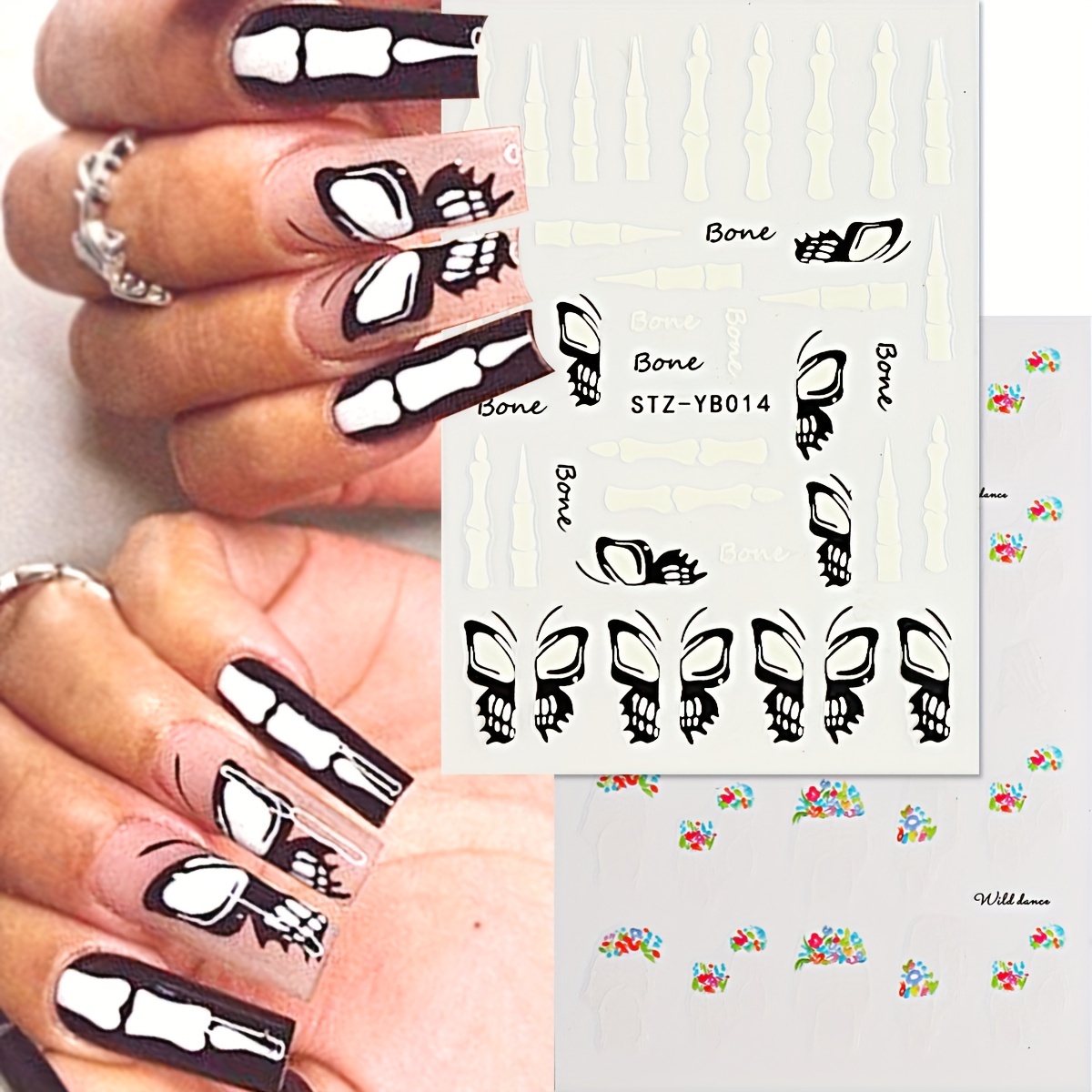 Halloween Nail Stickers Horror Eyeball Spider 5d - Temu