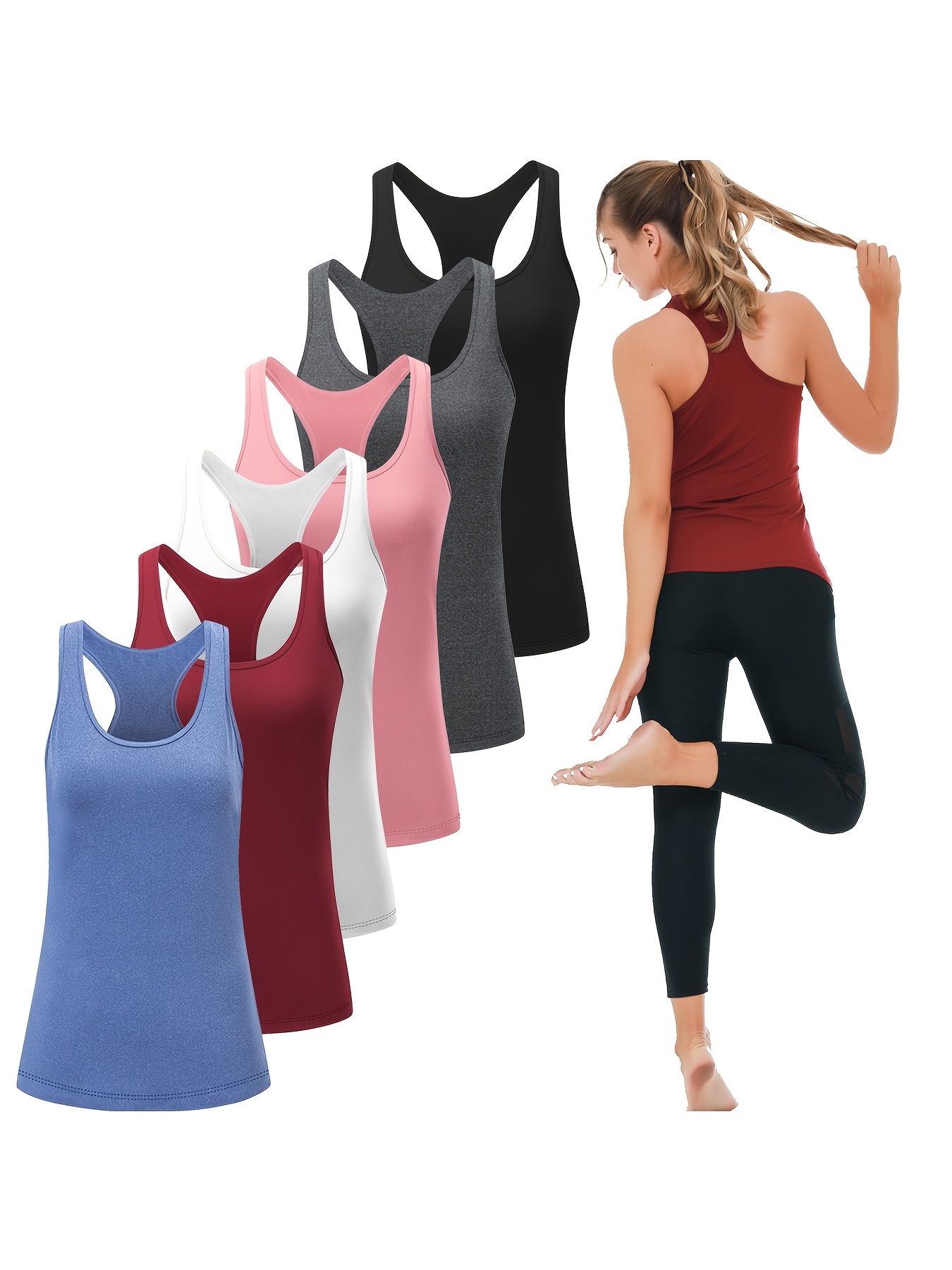 2 Pack Workout Tank Tops for Women Racerback Tanks Athletic shirts