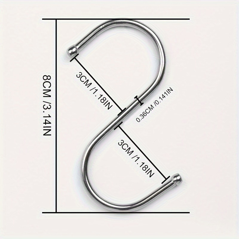 5pcs, Stainless Steel S-shaped S-hook, S-hook, Bend Hook, Curtain Pullover  Metal Kitchen Hook