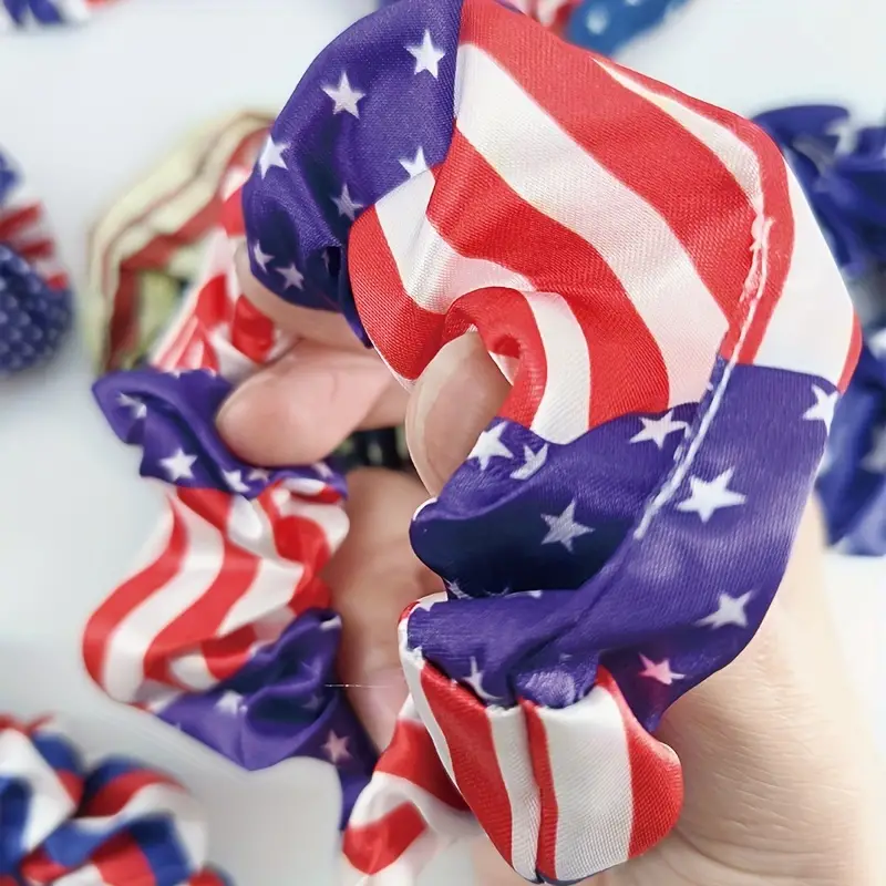 American Flag Pattern Scrunchies Hair Tie Independence Day - Temu