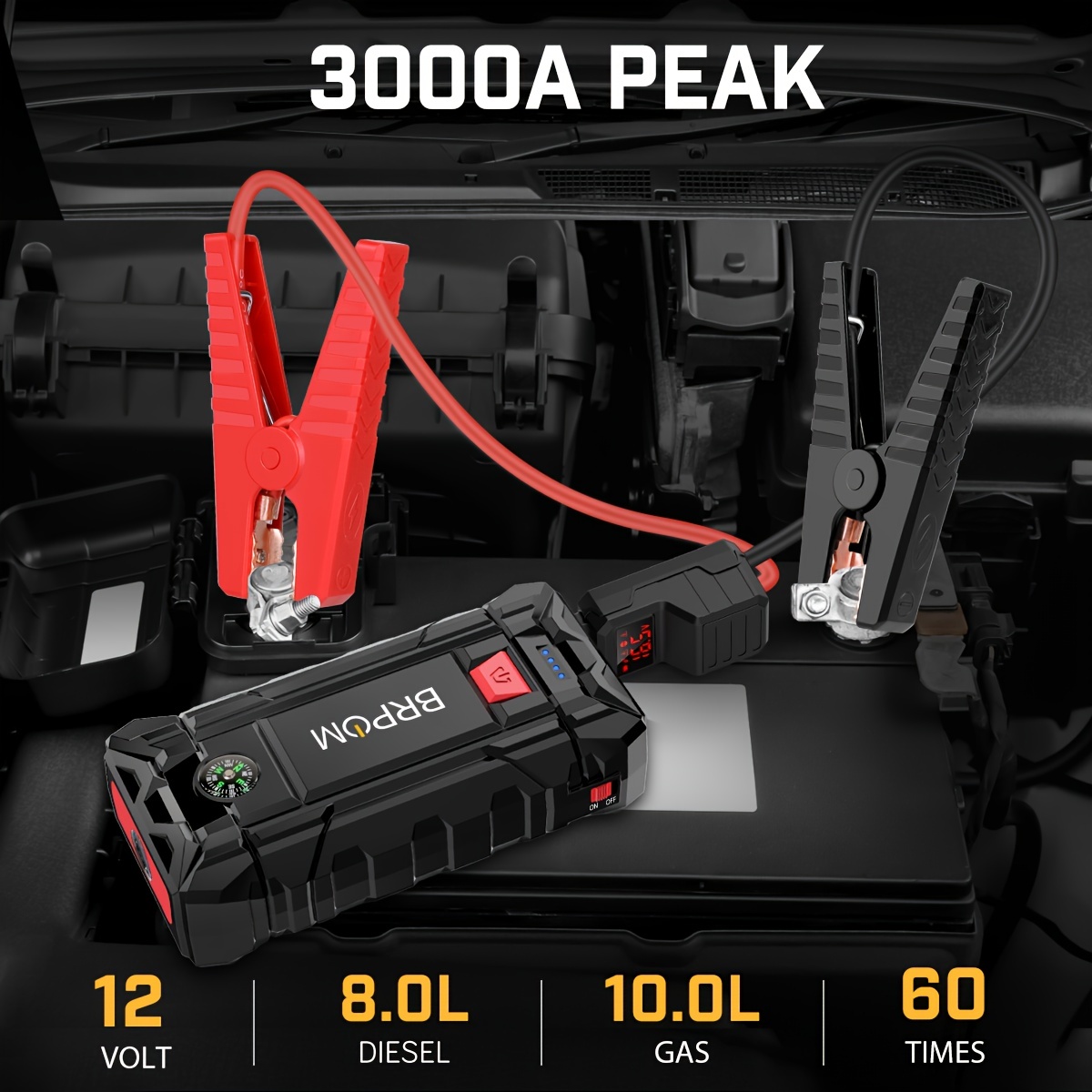 Biuble Car Jump Starter, 3000A Peak 26800mAh 12V Battery Booster Pack with  DC Charger Portable Bag(up to 10L Petrol or 8.0L Diesel Engine) 
