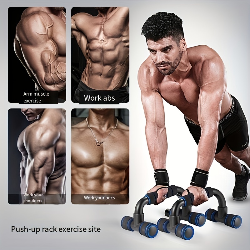 Non-slip Push Up Stand Home Fitness Power Rack Gym Handles Pushup Bars  Exercise Arm Chest Muscle Training Bodybuilding Equipment Color: Blue