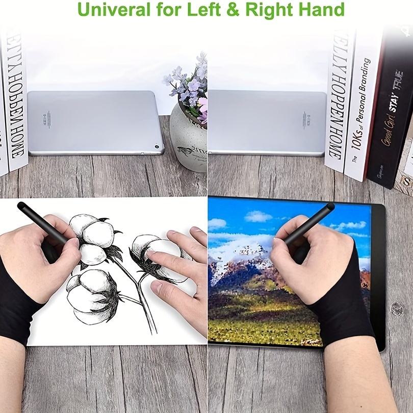 HUION Palm Rejection Artist Glove Two-Finger Glove for Graphic Drawing  Tablet iPad Monitor Painting, Paper Sketching, Good for Left and Right Hand