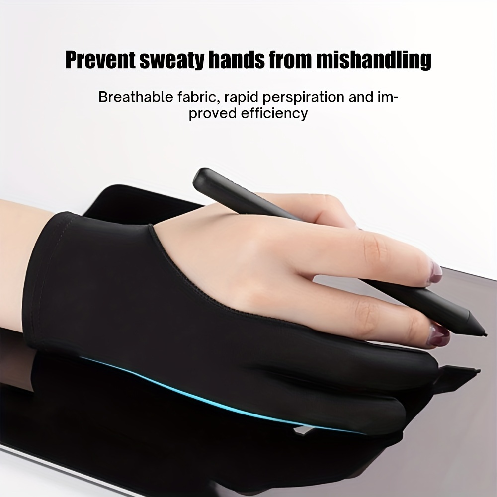 Travelwant 1 Pcs Drawing Glove for Digital Drawing Tablet, iPad Smudge Guard, Two-Finger, Reduces Friction, Elastic Lycra, Good for Right and Left