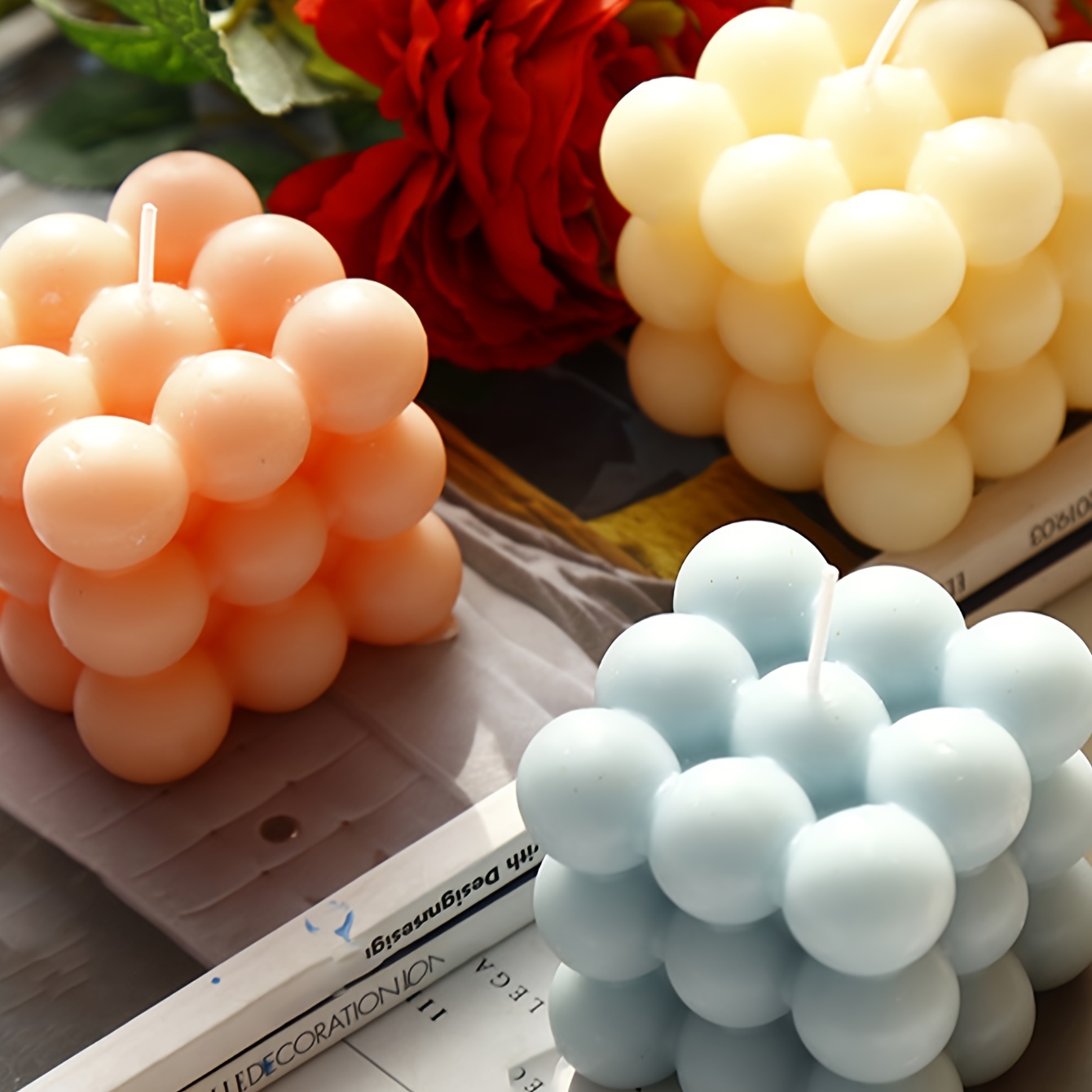 Ins small bubble cube candle room decors aesthetic aromatic and decorative  scented candles creative souvenirs for wedding guests