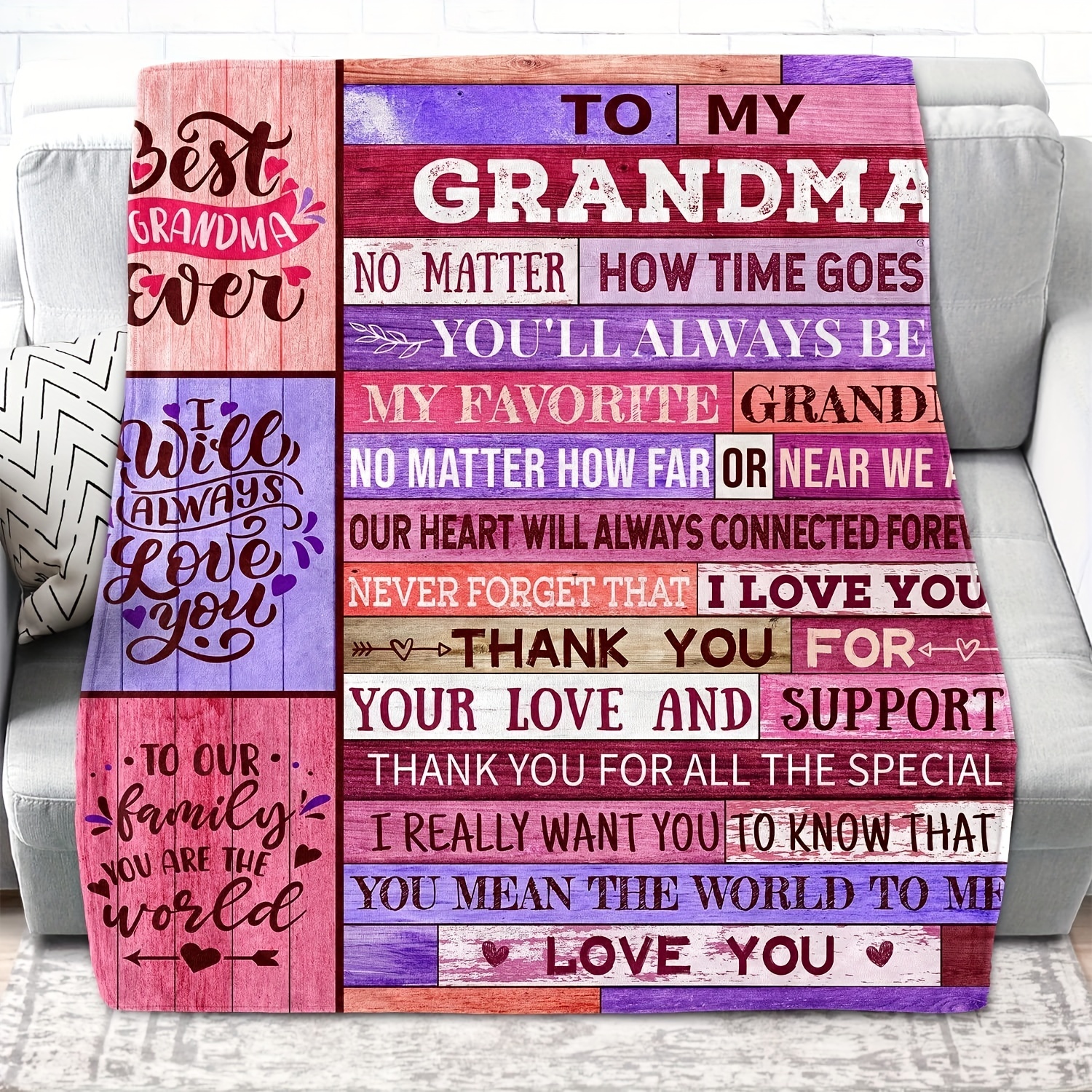 Flannel Blanket for Grandma - Red Throw Blankets - Personalised Gifts for  Grandma - Machine Washable Super Soft, Cosy Grandma Blanket, Birthday Gifts  for Grandma