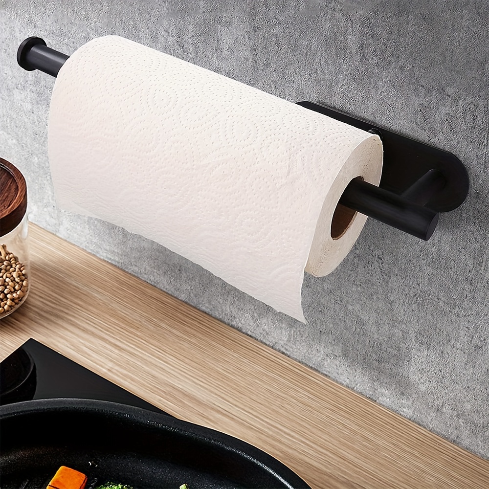 Soporte para toallas de papel debajo del armario de la cocina, autoadhesivo  o perforador, soporte para toallas de papel para pegar en la pared para