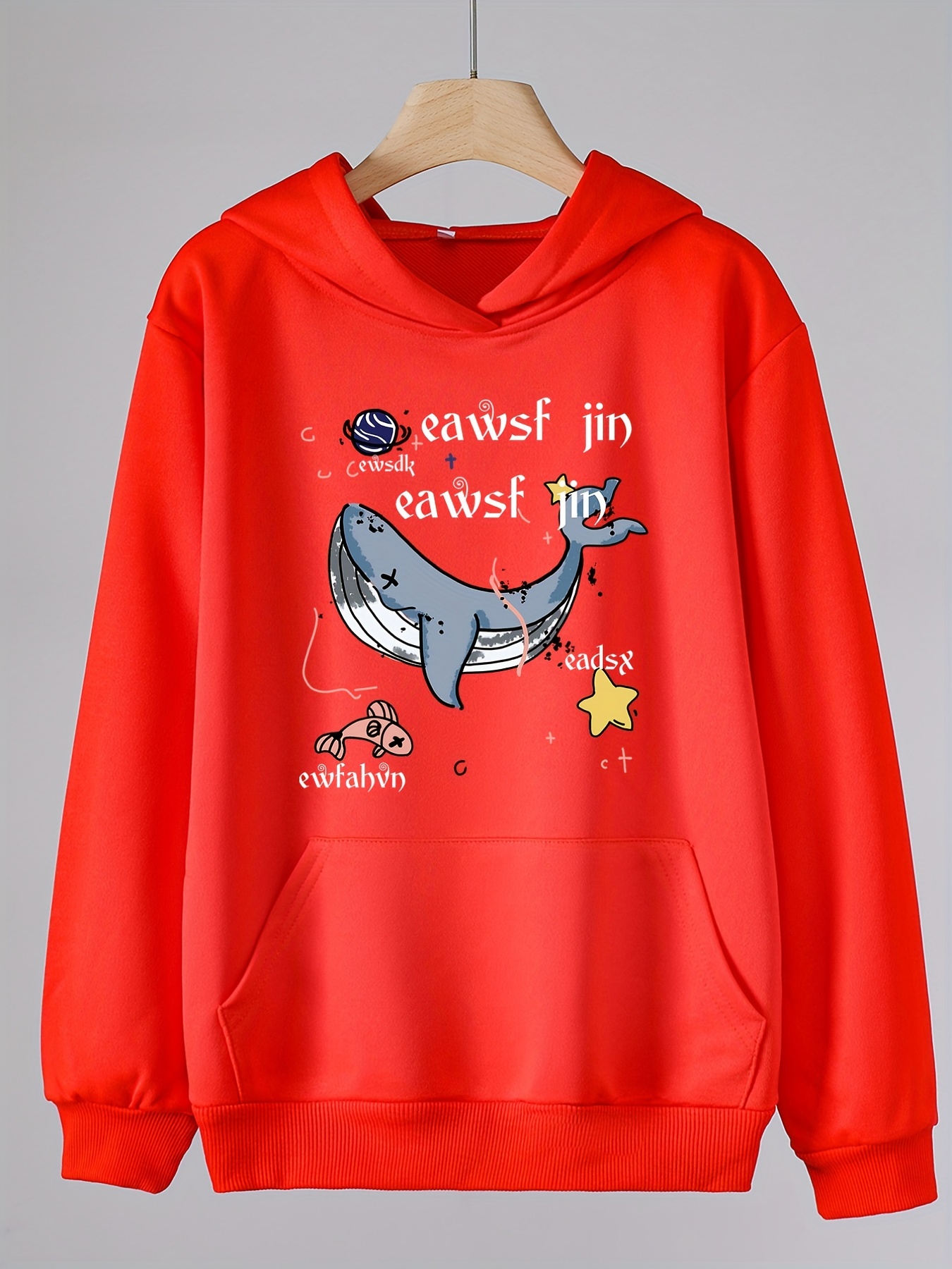 JIN Sky Blue Cute Cartoon Whale Sweater Long Sleeve Pullovers