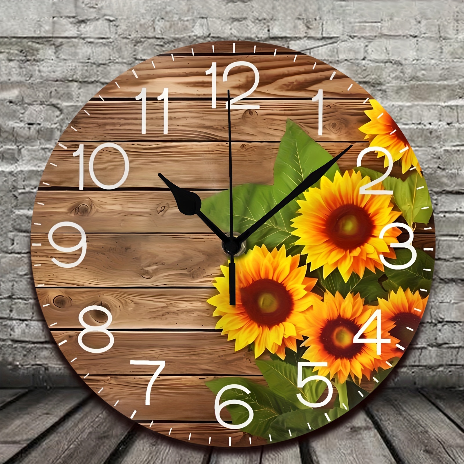 

1pc 10in Round Wall Clock, Sunflowers Silent Decorative Clocks, For Home Kitchen Bedroom Bathroom, Aa Battery (not Included)
