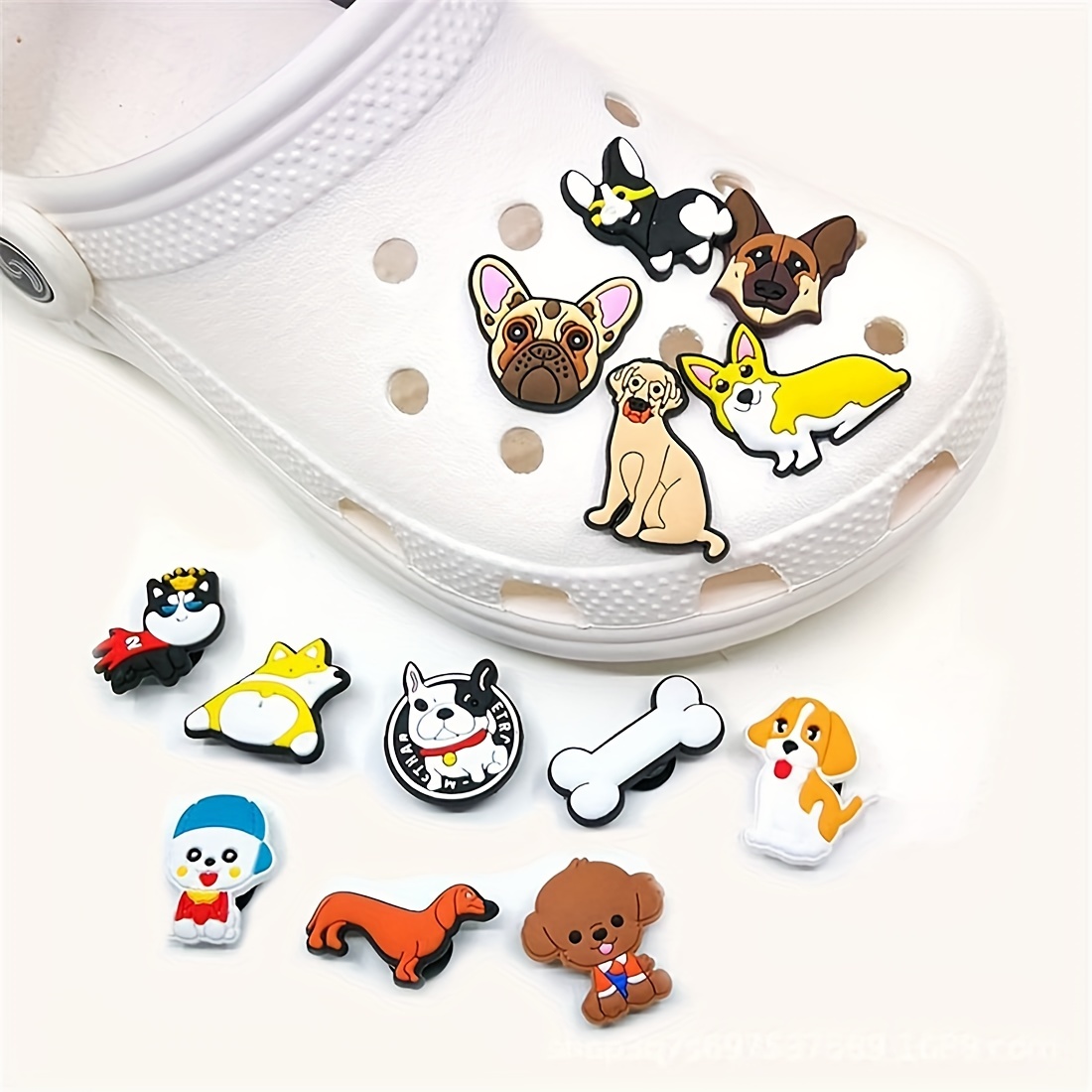 16pcs Dog Pattern Shoe Charms Para Clogs Jibts Bubble Slides