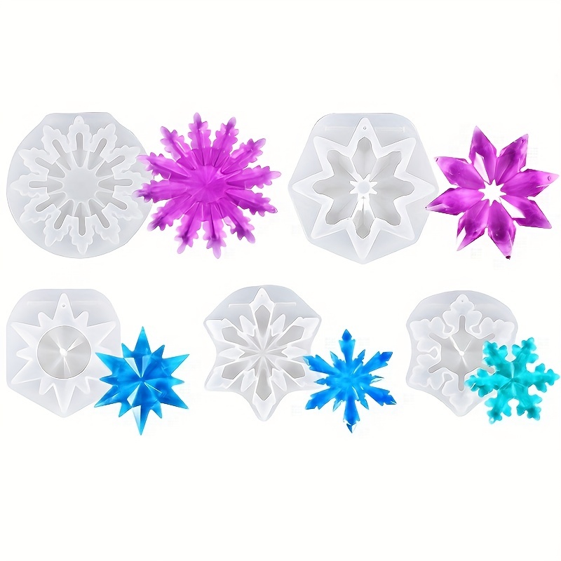Resin Snowflakes For Crafts 3 Sizes White Glitter Resin - Temu