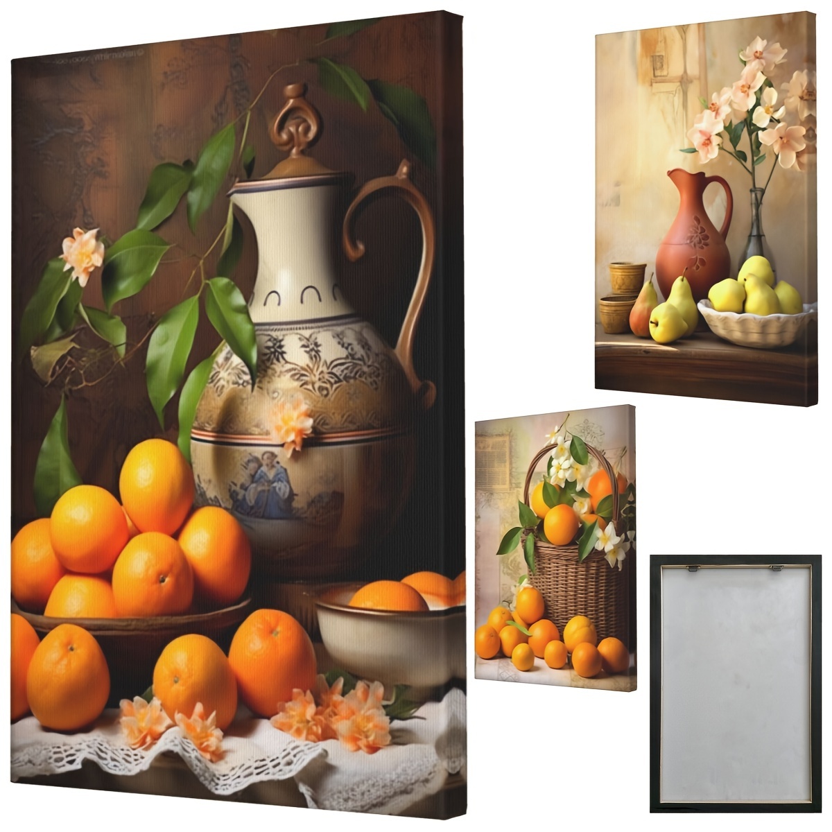  Lienzo decorativo para cocina, pinturas de café y vino tinto,  cuadros vintage de granja, pan y frutas, impresiones artísticas enmarcadas  para comedor, bar, decoración de pared del hogar, paneles de 12 