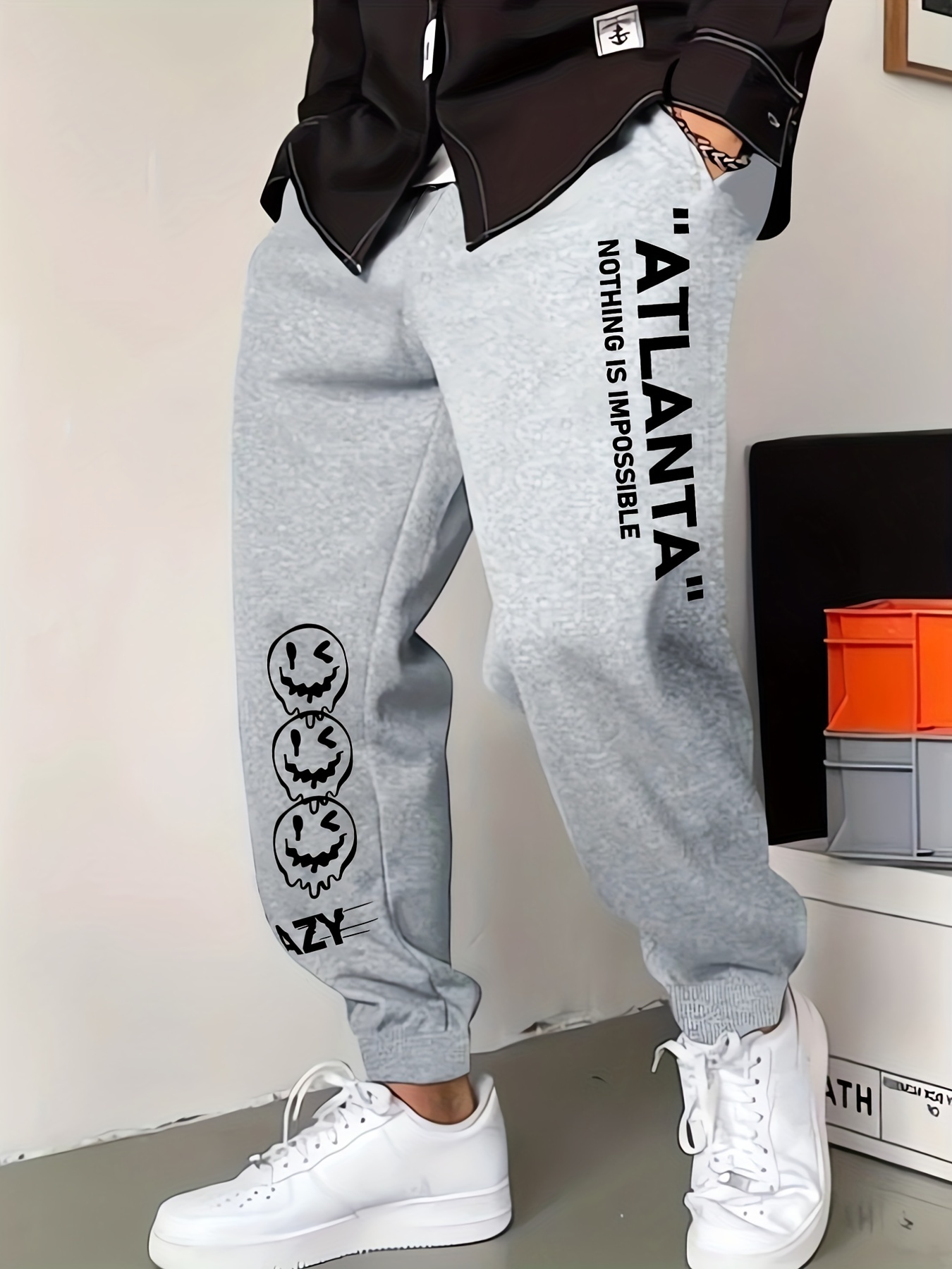 Letter V Print Drawstring Sweatpants Loose Fit Pants Men's Casual Joggers  For Men Spring Fall Running Jogging - Temu Bahrain