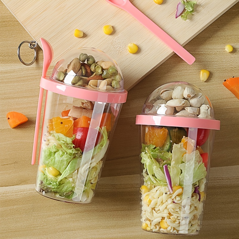 1pc Keep Fit Salad Meal Shaker Cup Con Tenedor Y Soporte Para