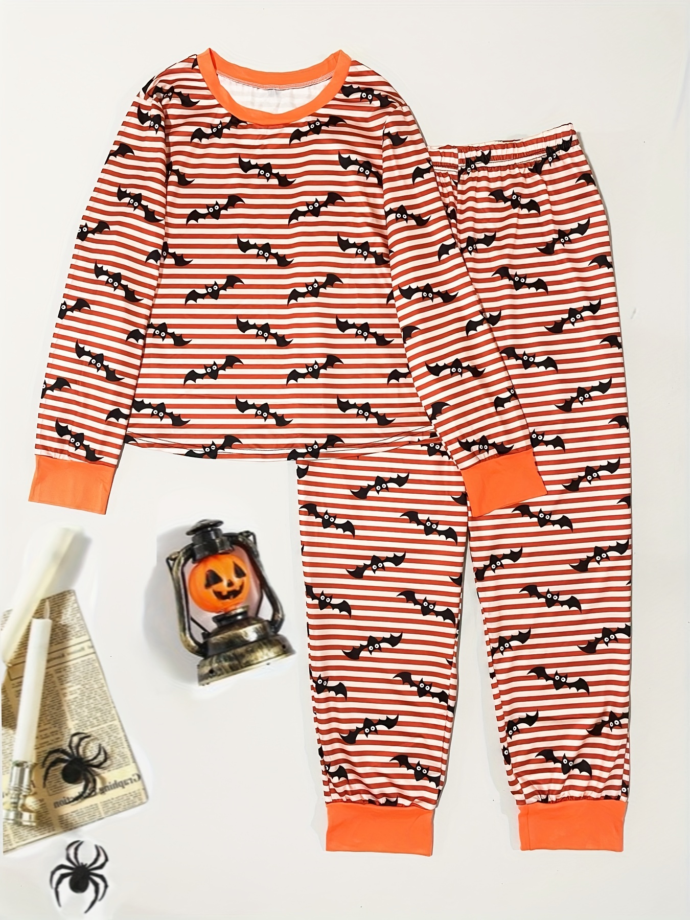 Plus Size Halloween Casual Pajama Set Women's Plus Stripe - Temu