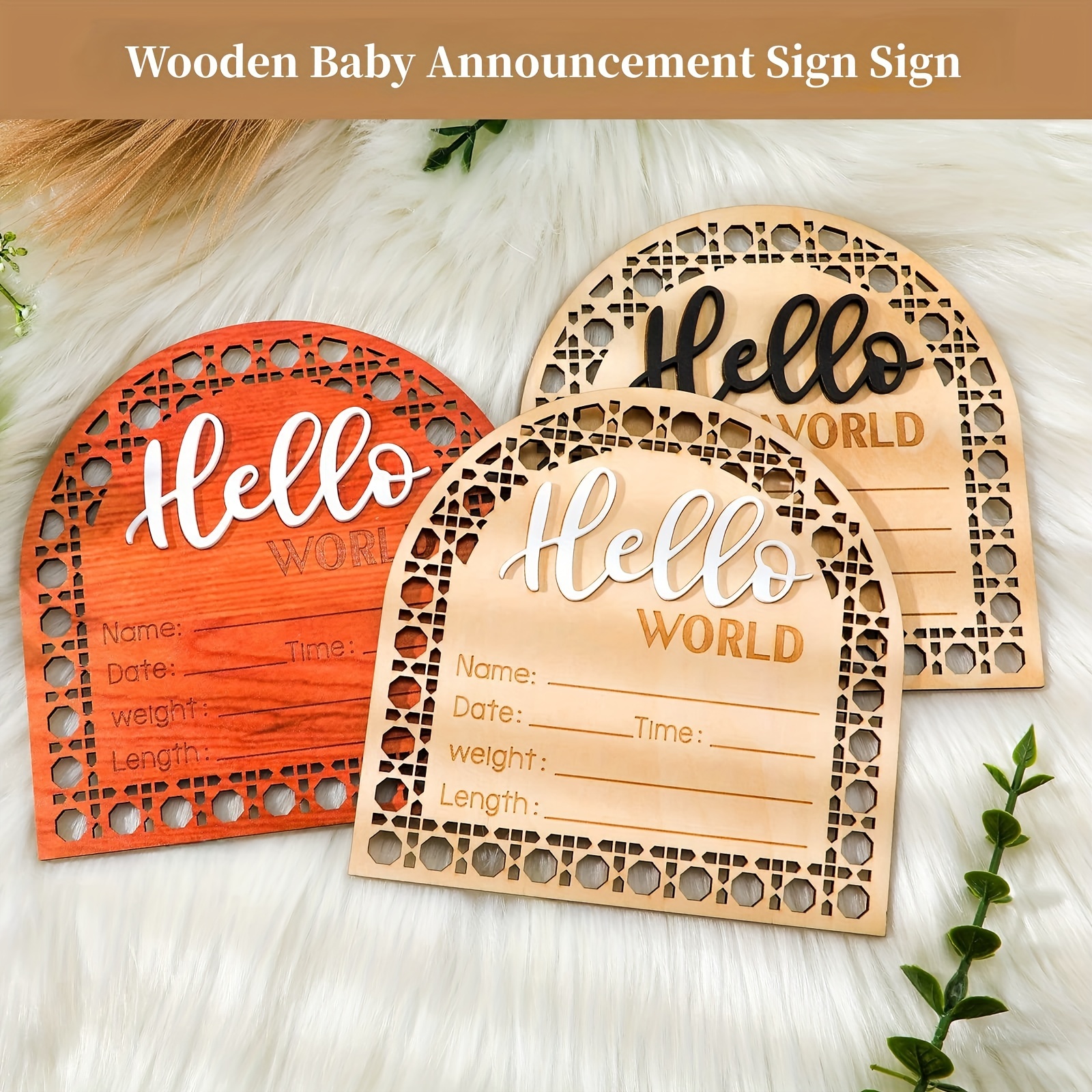 Panneau en bois « Hello World » pour annonce de naissance, panneau double  face, panneau d'informations sur le nom de bébé, panneau d'annonce du nom  de bébé, panneau d'annonce du nouveau bébé
