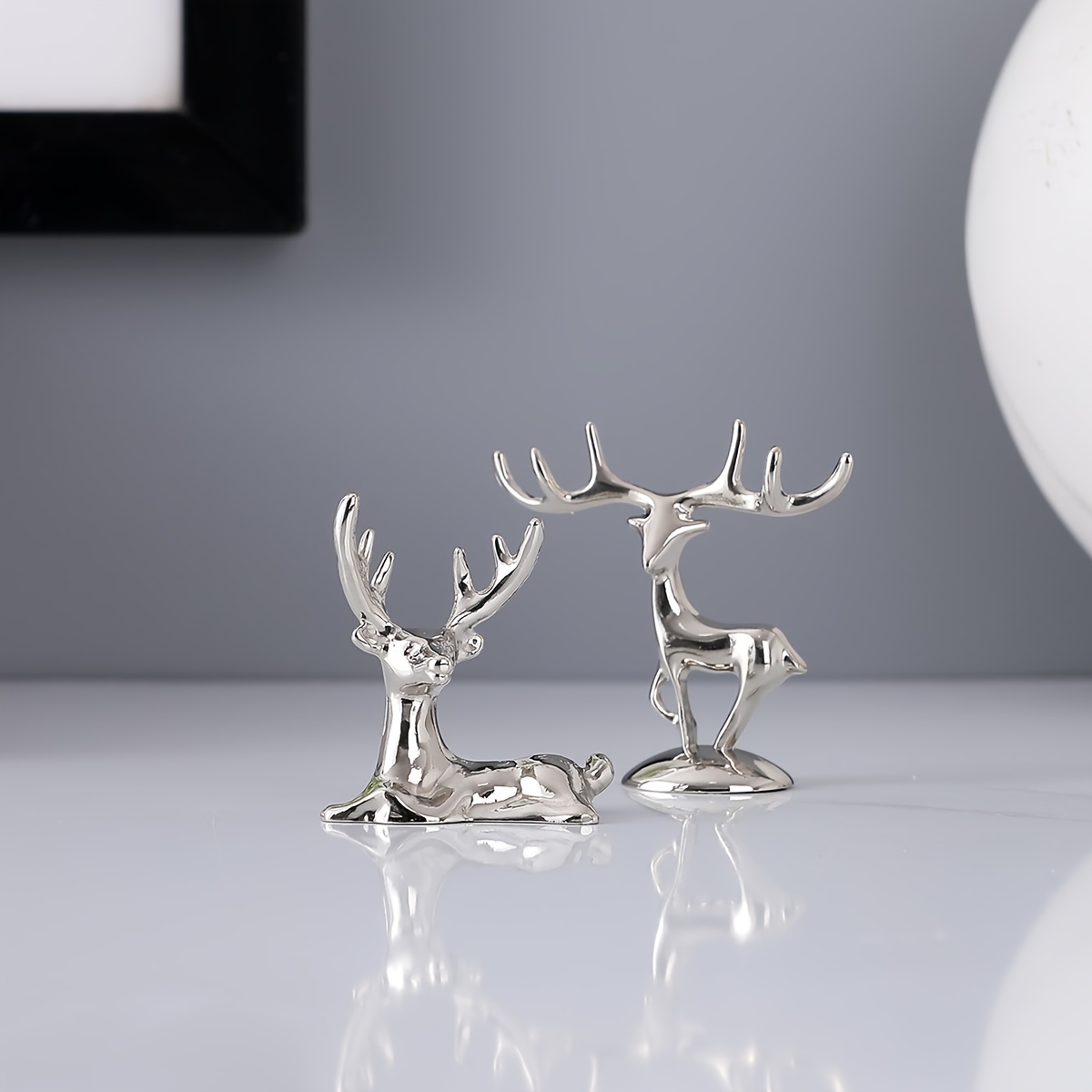 2pc Luxury Iron Silvery Deer Decoration Ornaments