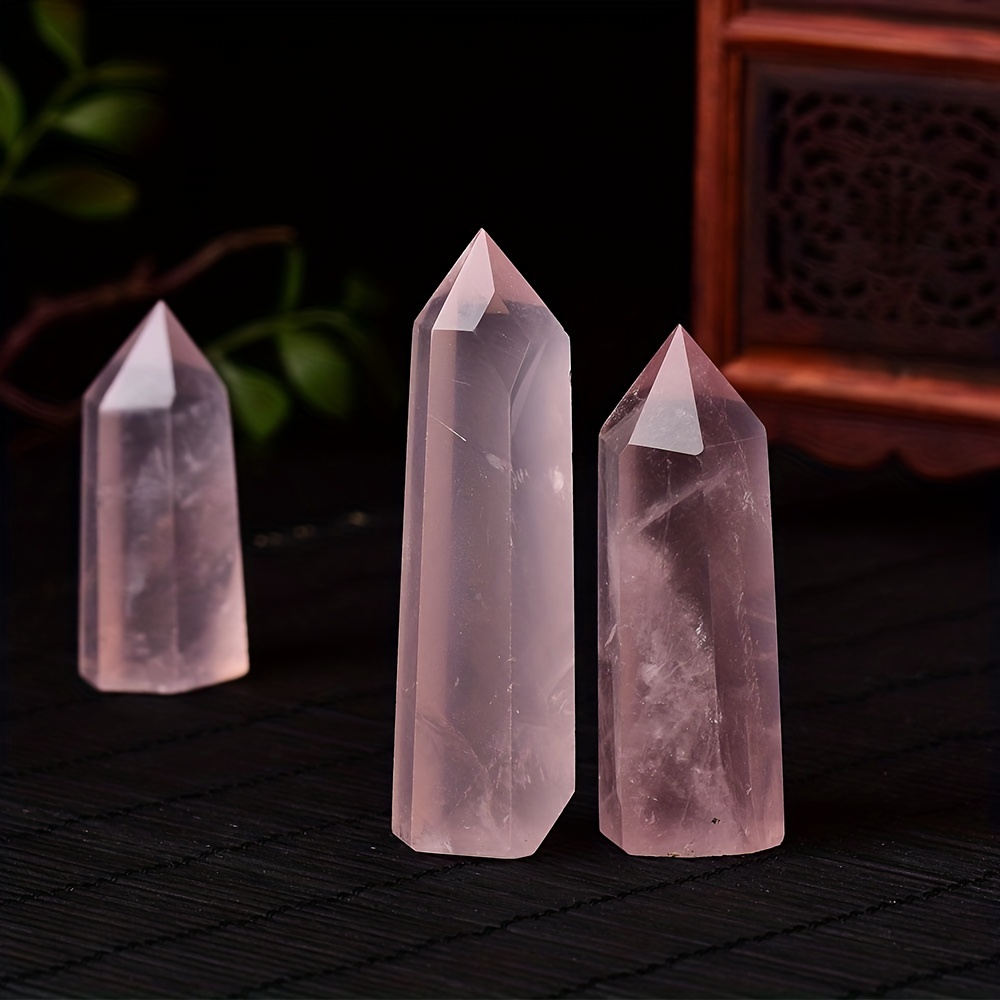 1pc Point de cristal naturel de quartz rose Pierre de guérison Pierre  pointue hexagonale carrée Baguette de guérison Bijoux - Temu France