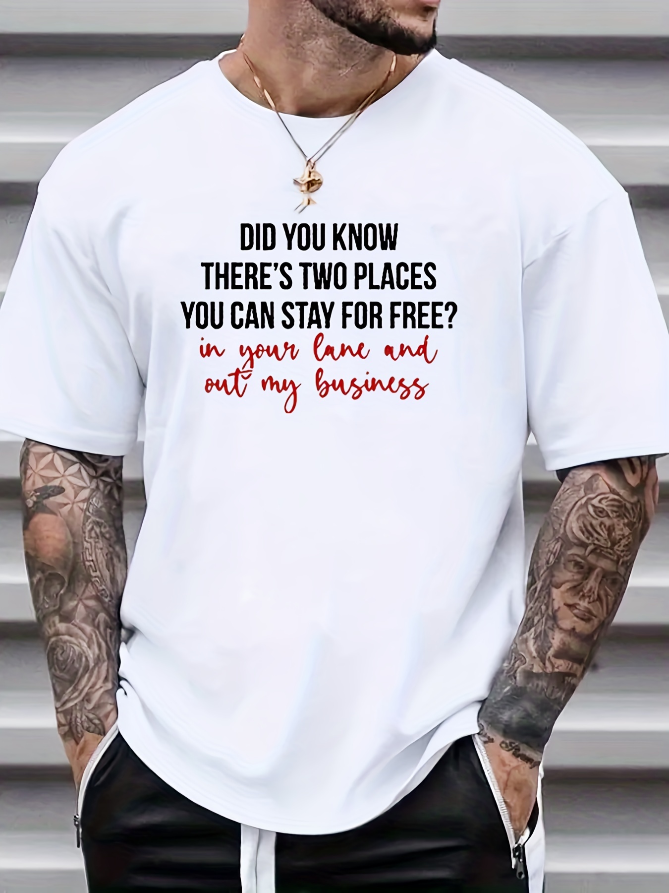 Tees Men Funny 'stay Business' Print T Shirt Casual Short - Temu