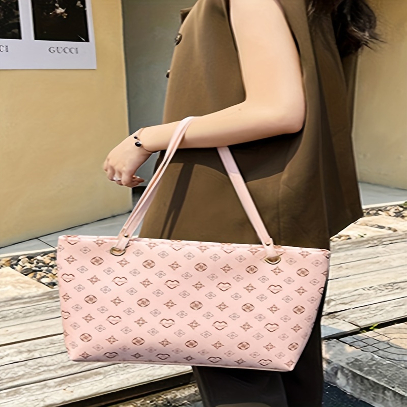 Classic Printed Tote Bag Set, Retro Pu Leather Shoulder Bag, Women's  Handbag Wirth Coin Purse - Temu