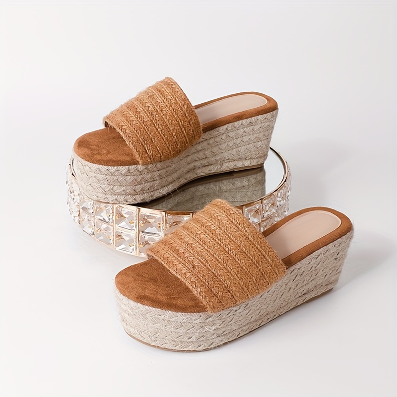 Women's Espadrille Wedge Sandals Casual Peep Toe Slip - Temu