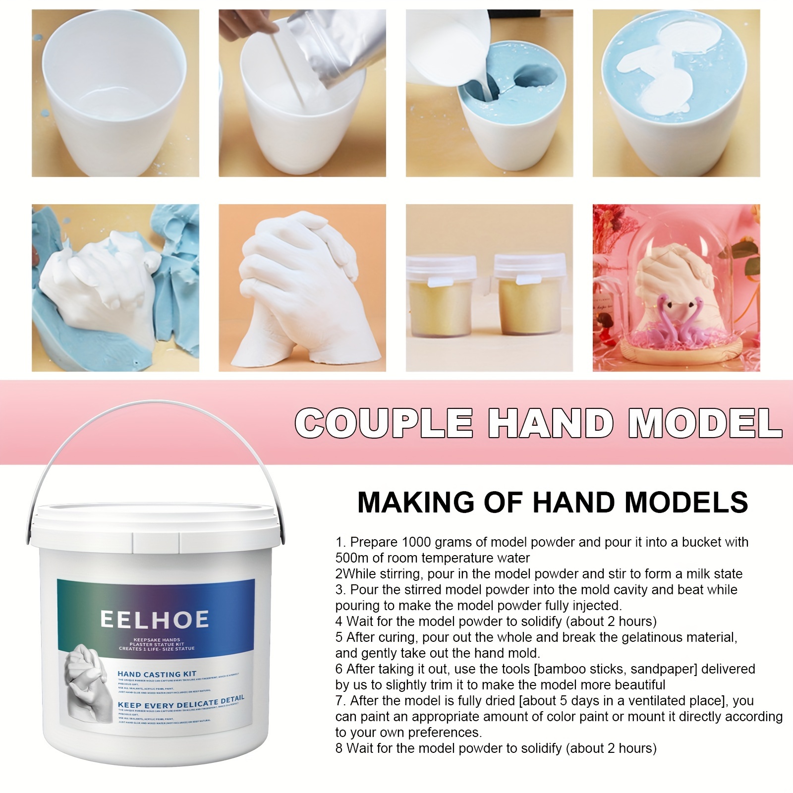 Hand Casting Kit Couples,PewinGo Plaster Hand Mold Casting Kit, Hand Mold  Kit Couples,DIY Gifts Ideas for