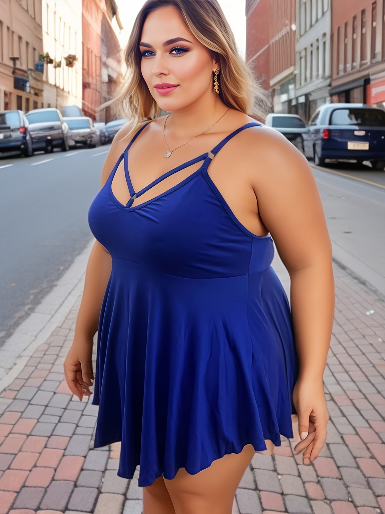 Plus Size Sexy Cami Top Women's Plus Plain Strappy Ruffle - Temu United  Kingdom