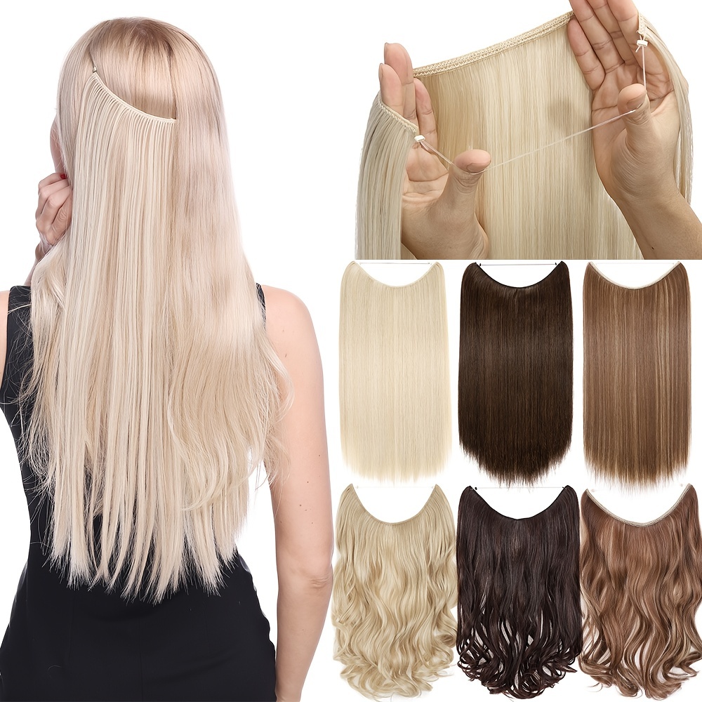 Invisible Wire Synthetic Hair Extensions Adjustable Long - Temu