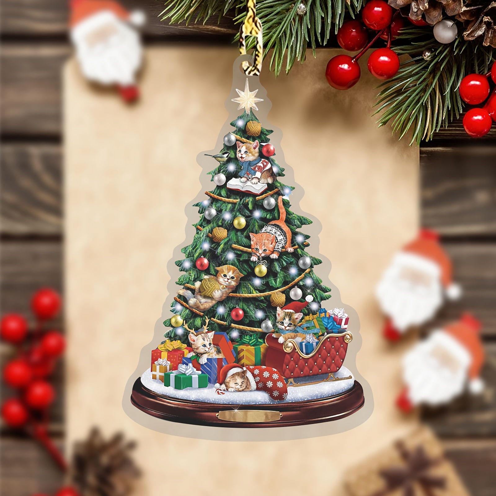 1pc Weihnachtsbaum Katze Geschenk Anhänger Acryl Dekorative - Temu Austria