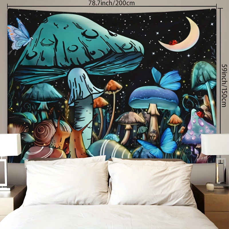 Butterfly Mushroom Landscape Tapestry Wall Hanging - Temu