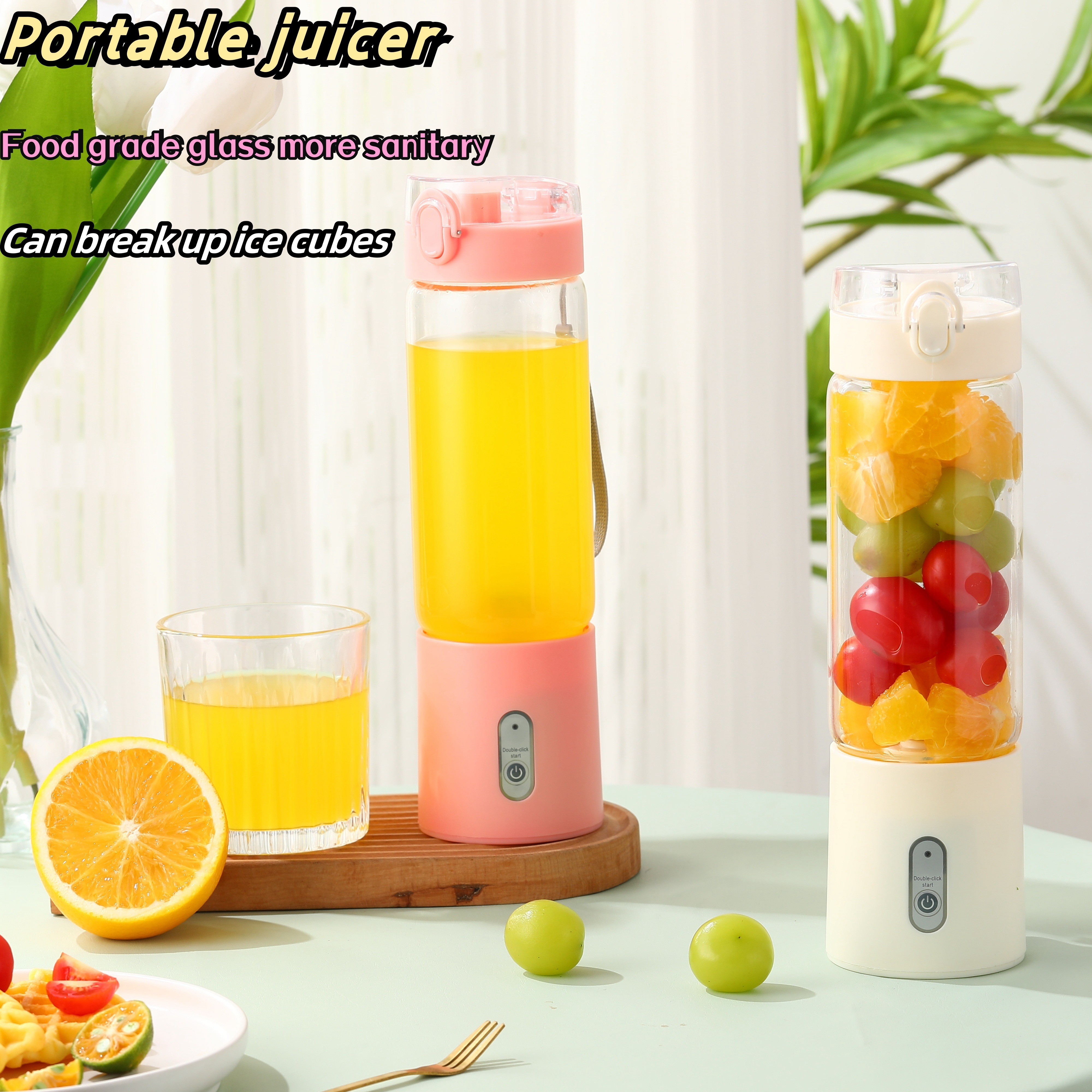 500ml Electric Fruit Juicer Glass USB Mini Home Travel Handheld Smoothie  Maker Juicer Machine