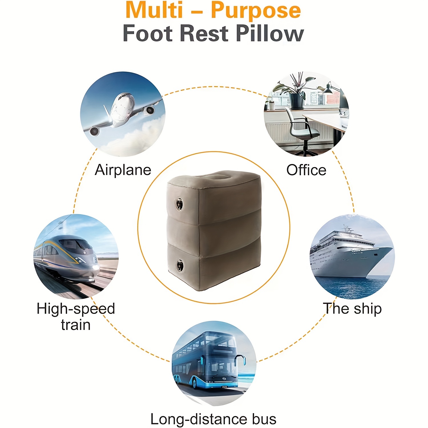 (2-Pack) Inflatable Airplane Footrest Pillow | Inflatable Kids Travel Bed | Adjustable Height Inflatable Foot Rest for Air Travel, Car, Home, Office