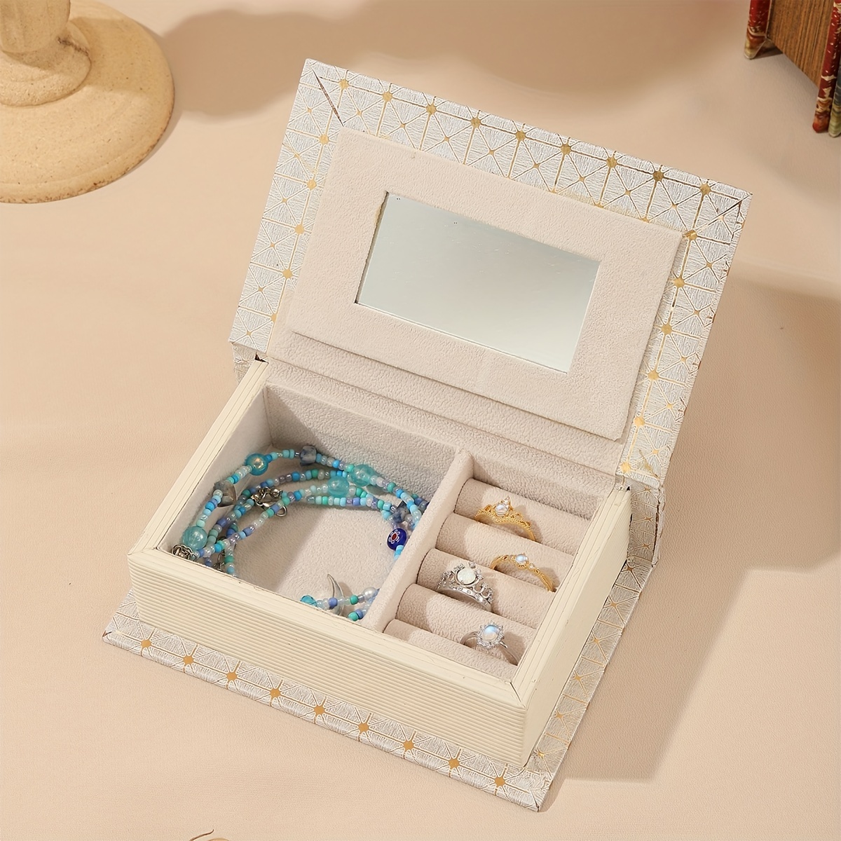 Caja de almacenamiento en forma de libro, exquisita caja de almacenamiento  para accesorios de decoración del hogar, caja de almacenamiento de joyas