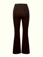 plus size elegant pants womens plus solid high rise high stretch flared leg trousers details 1