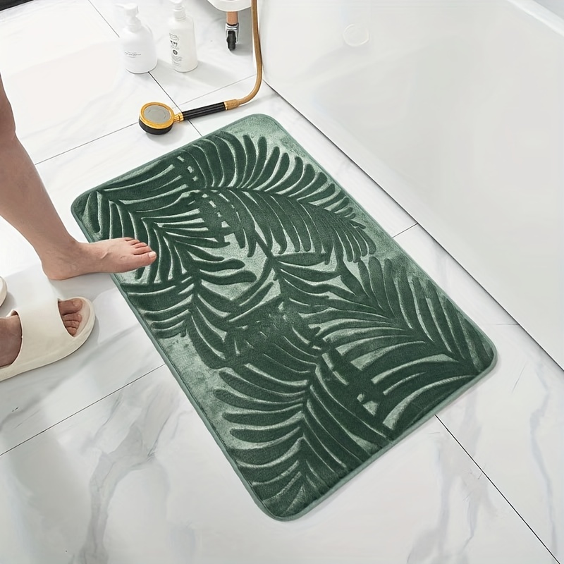 Tropical Leaf Bath Rug, Soft Non Slip Bathmat, Monstera Carpet