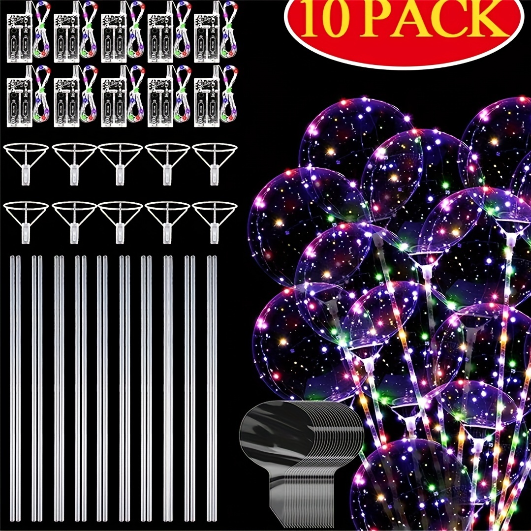 Bobo - Globos de 20 pulgadas con luz LED y palo, 3 niveles de luces LED  intermitentes, con inflador, para decoración de fiestas de cumpleaños o