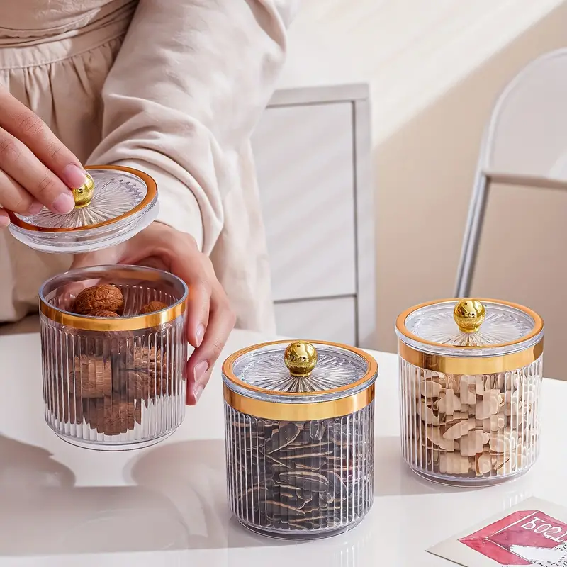 Vertical Stripes Storage Jar Candy Jars With Lids Food - Temu