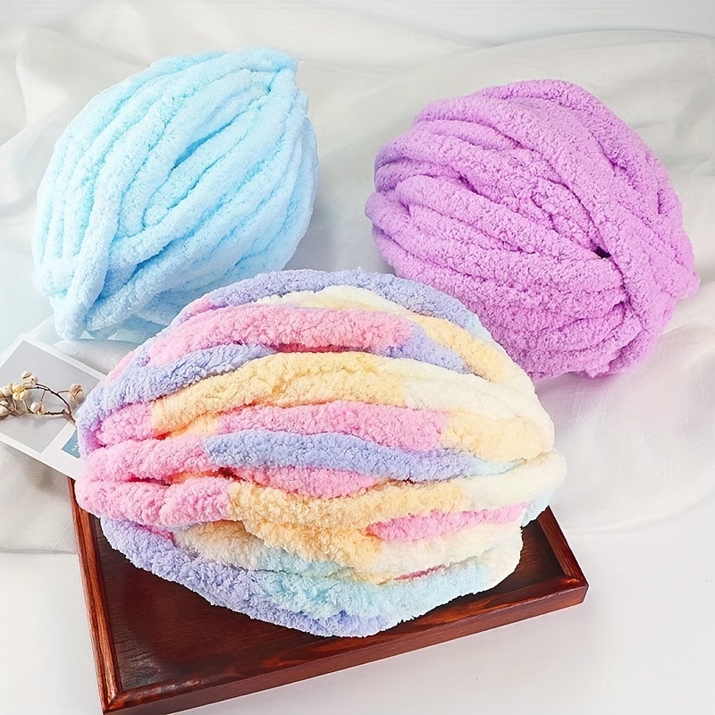 

1roll Extra Thick Ice Bar Yarn Blanket Hand-woven Diy Line Large Chunky Chenille Cushion Pet Nest Line Iceland Scarf Hat Knitting Close-fitting Soft Extra Thick Wool Ball 250g