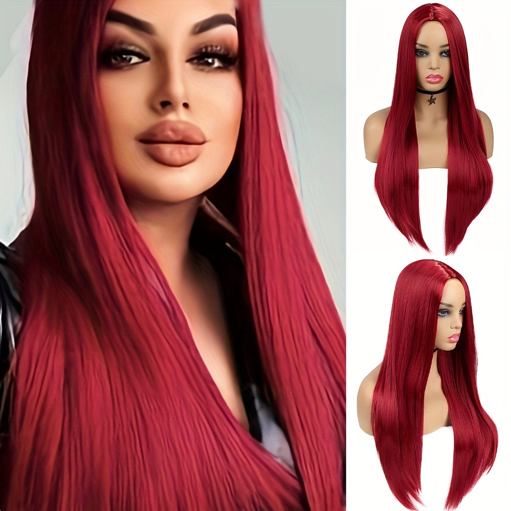 Natural Straight Red Lace Front Wig Heat Resistant Lace Front Wigs