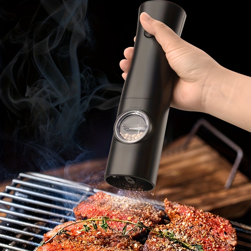 Electric Salt And Pepper Grinder Set With Storage Base, Battery Powered,  Adjustable Coarseness, One-hand One-button Start, Stainless Steel Material,  Automatic Grinding With Led Light For Bbq Restaurant Kitchen, With Brush -  Temu